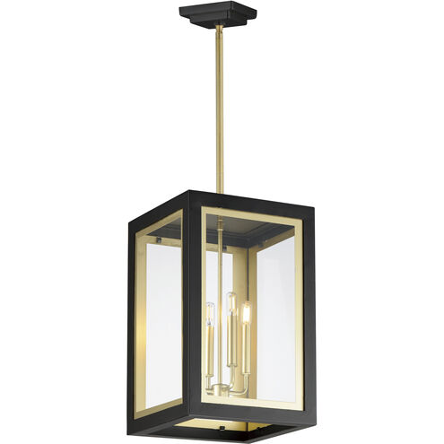 Neoclass 4 Light 12 inch Black/Gold Outdoor Pendant