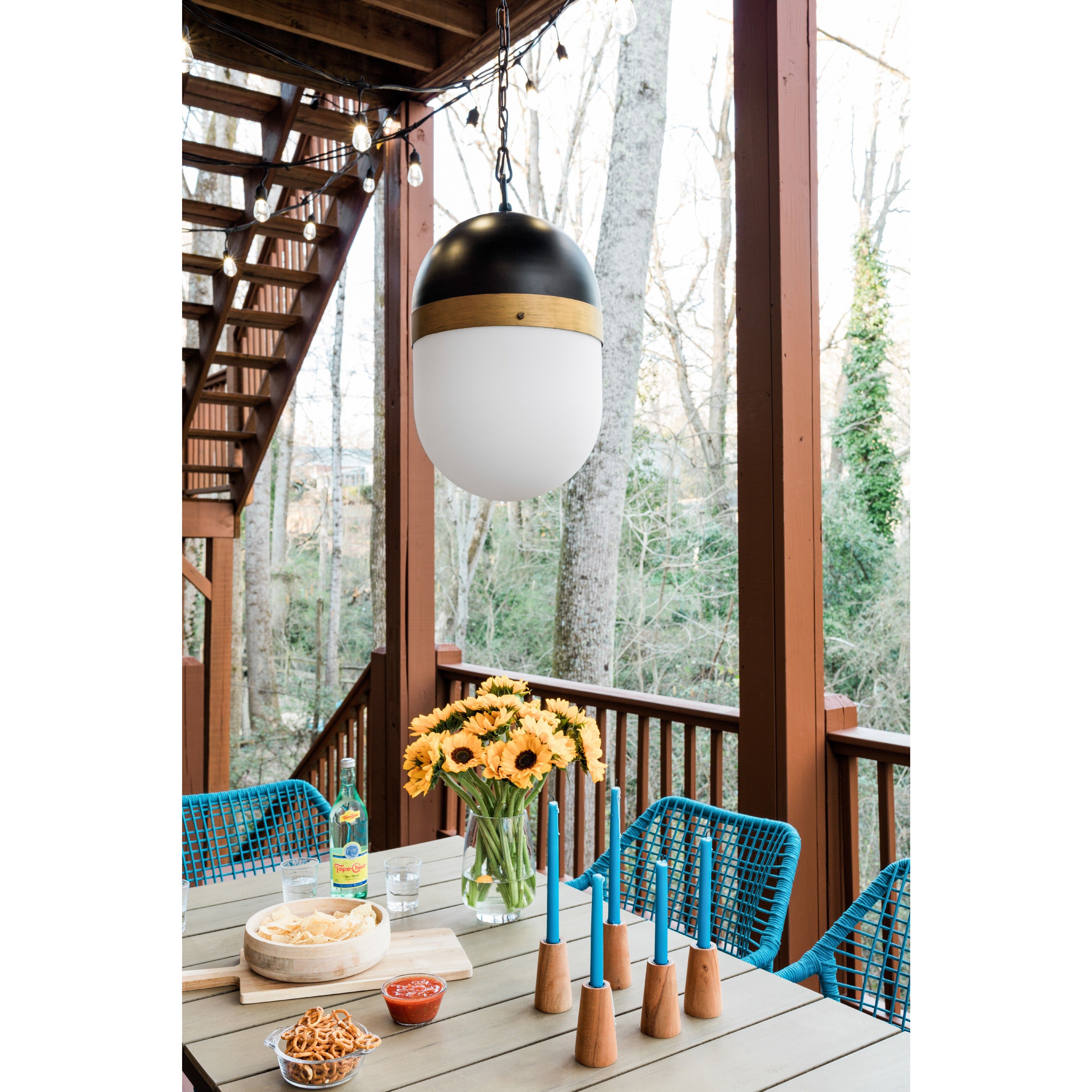 Capsule 3 Light 12.25 inch Matte Black/Textured Gold Outdoor Pendant, Brian Patrick Flynn