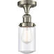 Franklin Restoration Dover 1 Light 5 inch Brushed Satin Nickel Semi-Flush Mount Ceiling Light in Seedy Glass, Franklin Restoration