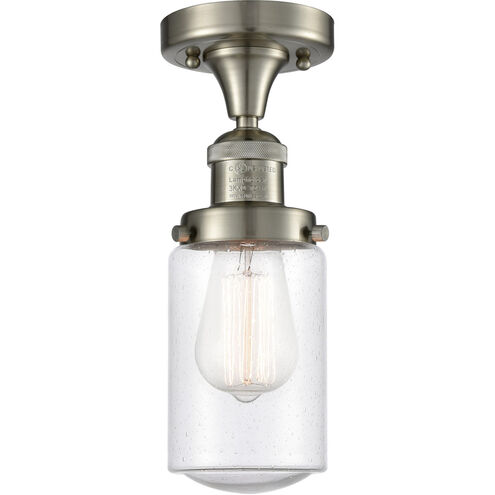 Franklin Restoration Dover 1 Light 5 inch Brushed Satin Nickel Semi-Flush Mount Ceiling Light in Seedy Glass, Franklin Restoration