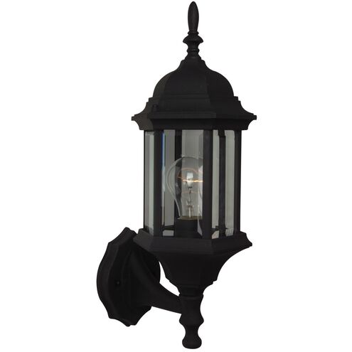 Hex Style 1 Light 18 inch Textured Black Outdoor Wall Mount in Textured Matte Black, Clear Beveled, Medium