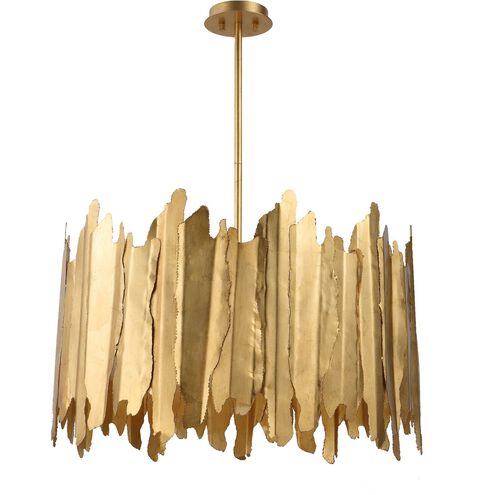 Golden 8 Light 18 inch Gold Leaf Pendant Ceiling Light