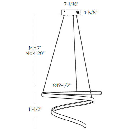 Helix 1 Light 19.5 inch Black Pendant Ceiling Light, Spiral