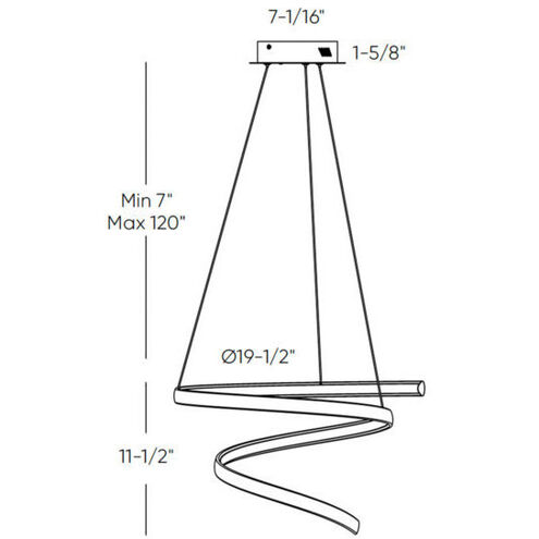 Helix 1 Light 19.5 inch Black Pendant Ceiling Light, Spiral