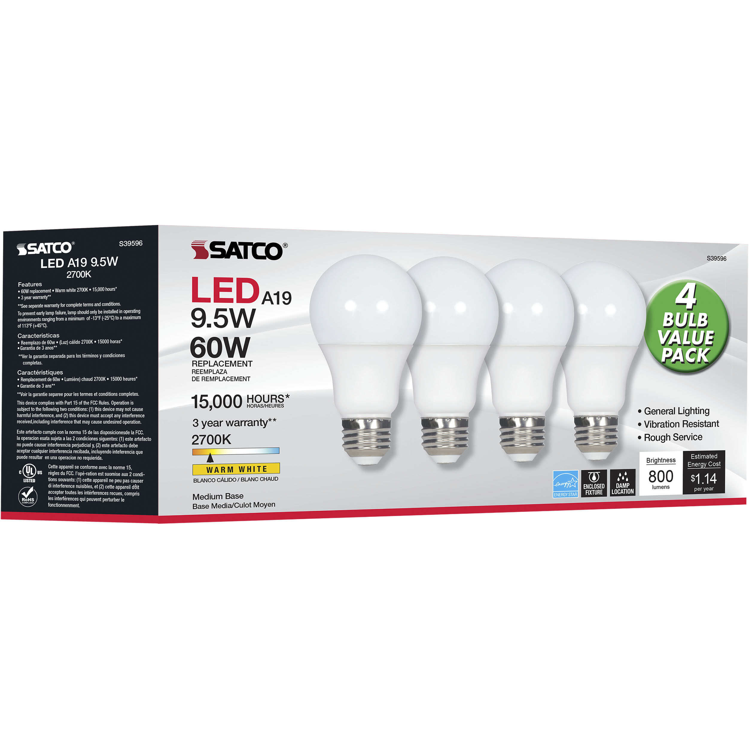 Lumos LED Type A Medium 9.50 watt 2700K Light Bulb