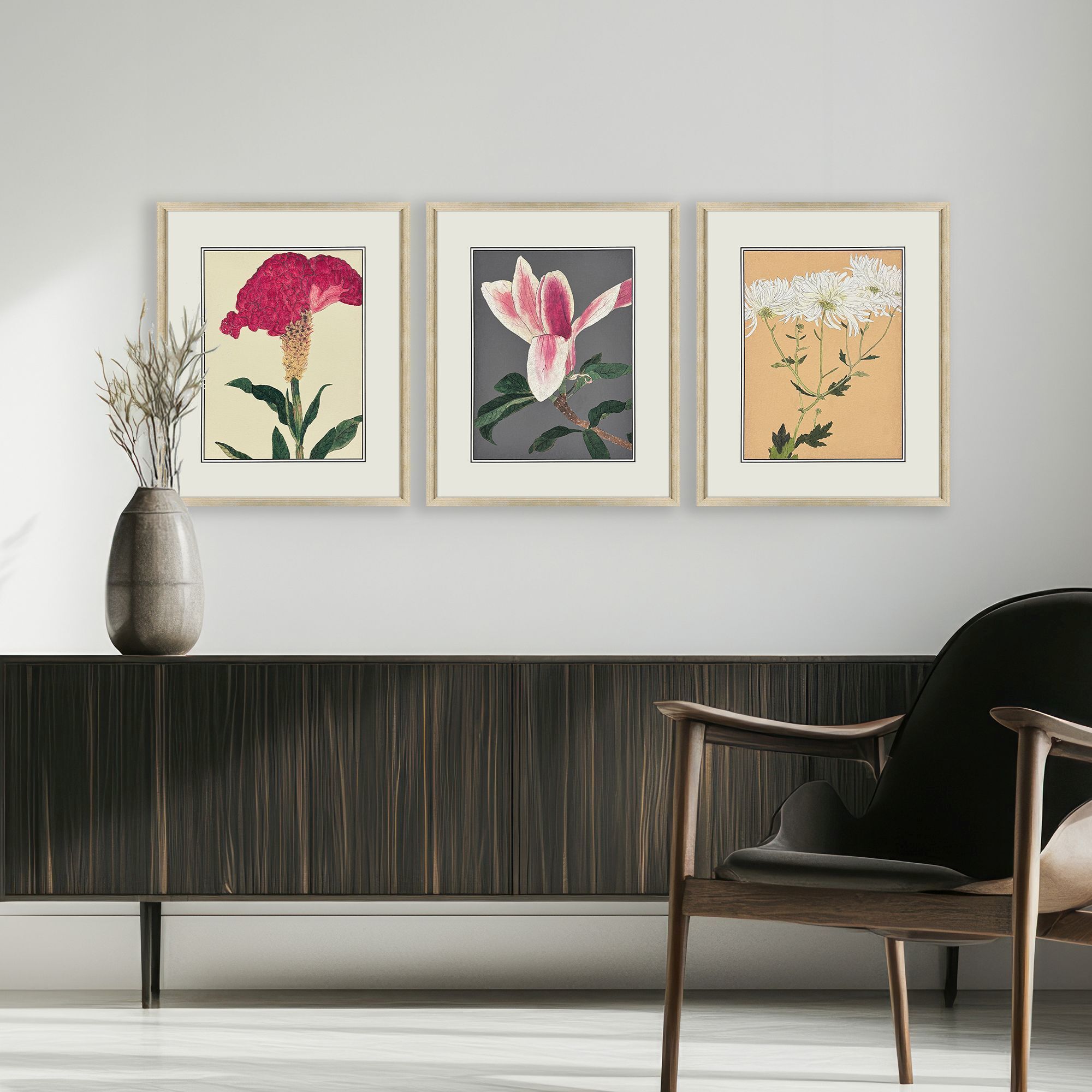 Enchanted Blooms Pink and Beige and Brown and Multi Framed Art