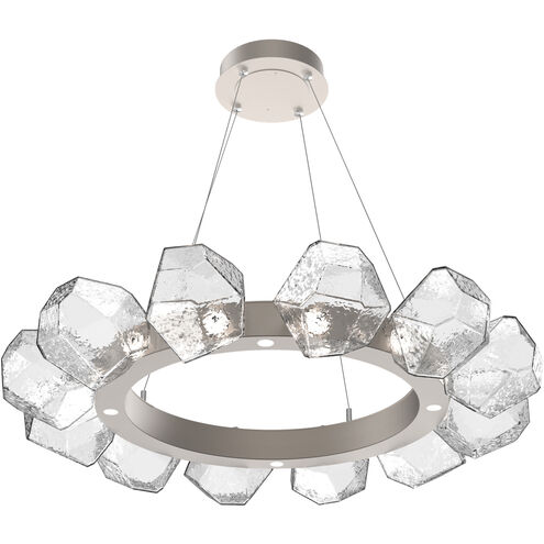 Gem LED 36 inch Beige Silver Chandelier Ceiling Light in Metallic Beige Silver, Clear, 2700K LED, Radial Ring