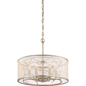Vine 6 Light 17 inch Burnished Silver with Crystal Pendant Ceiling Light