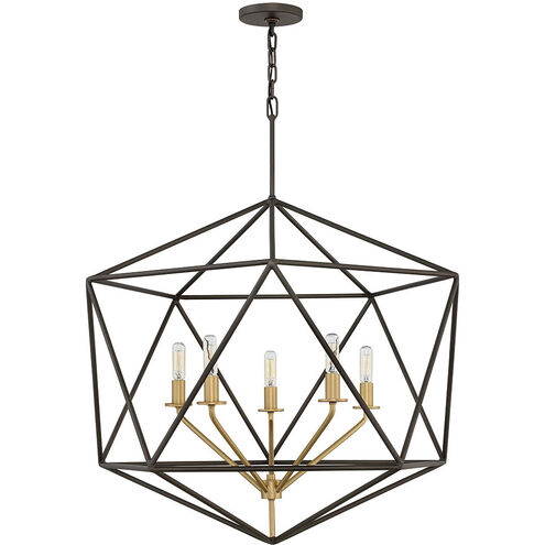 Astrid 5 Light 28 inch Metallic Matte Bronze with Deluxe Gold Indoor Chandelier Ceiling Light