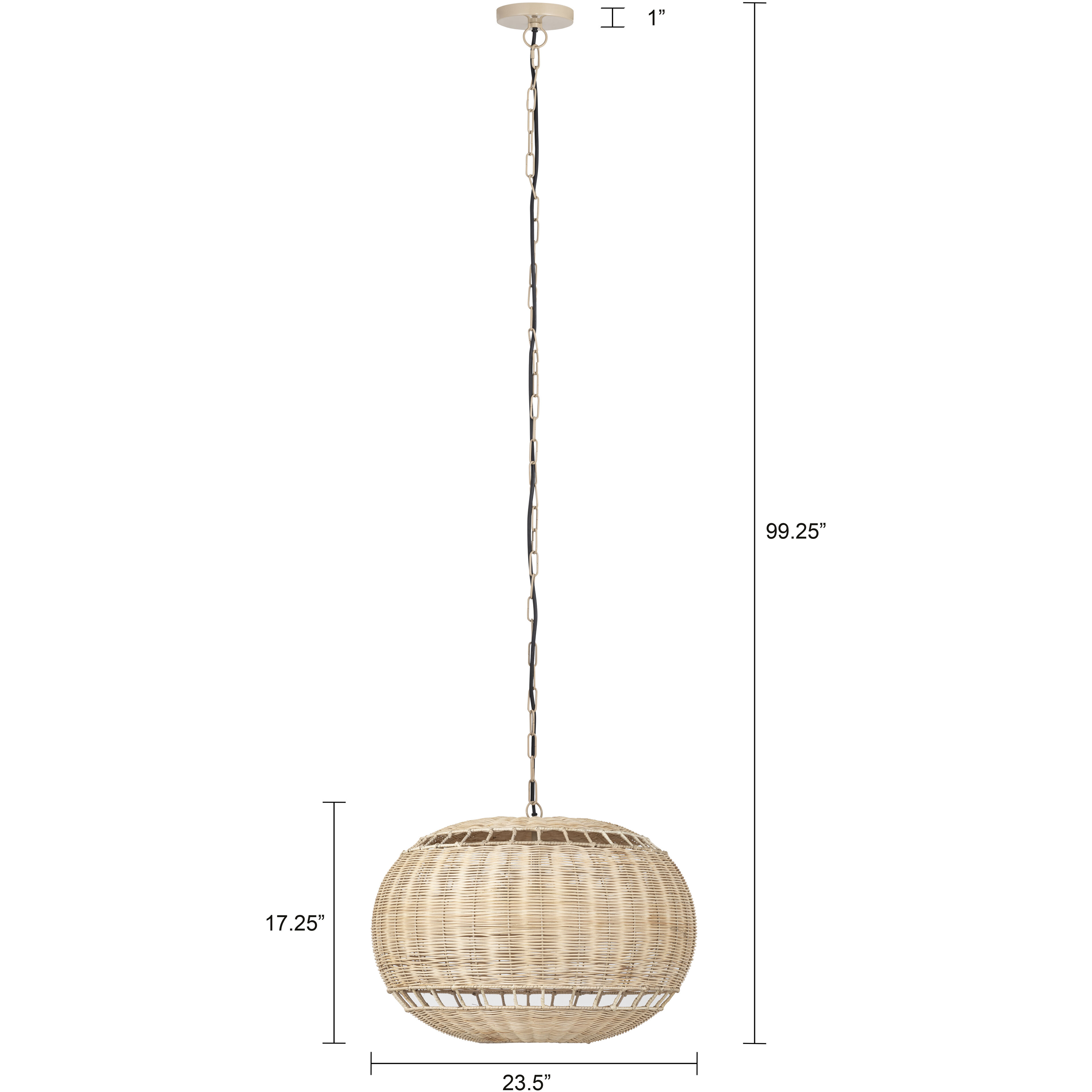 Sidney 3 Light 23.5 inch Natural Pendant Ceiling Light