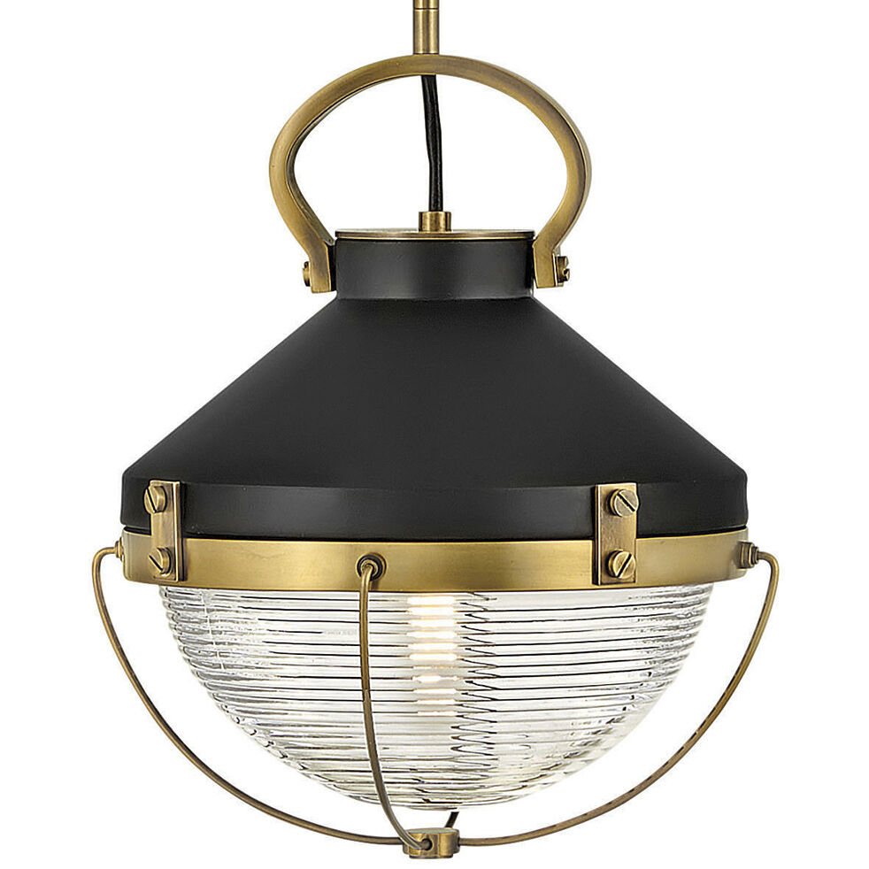 Crew 1 Light 12 inch Heritage Brass with Black Indoor Pendant Ceiling Light