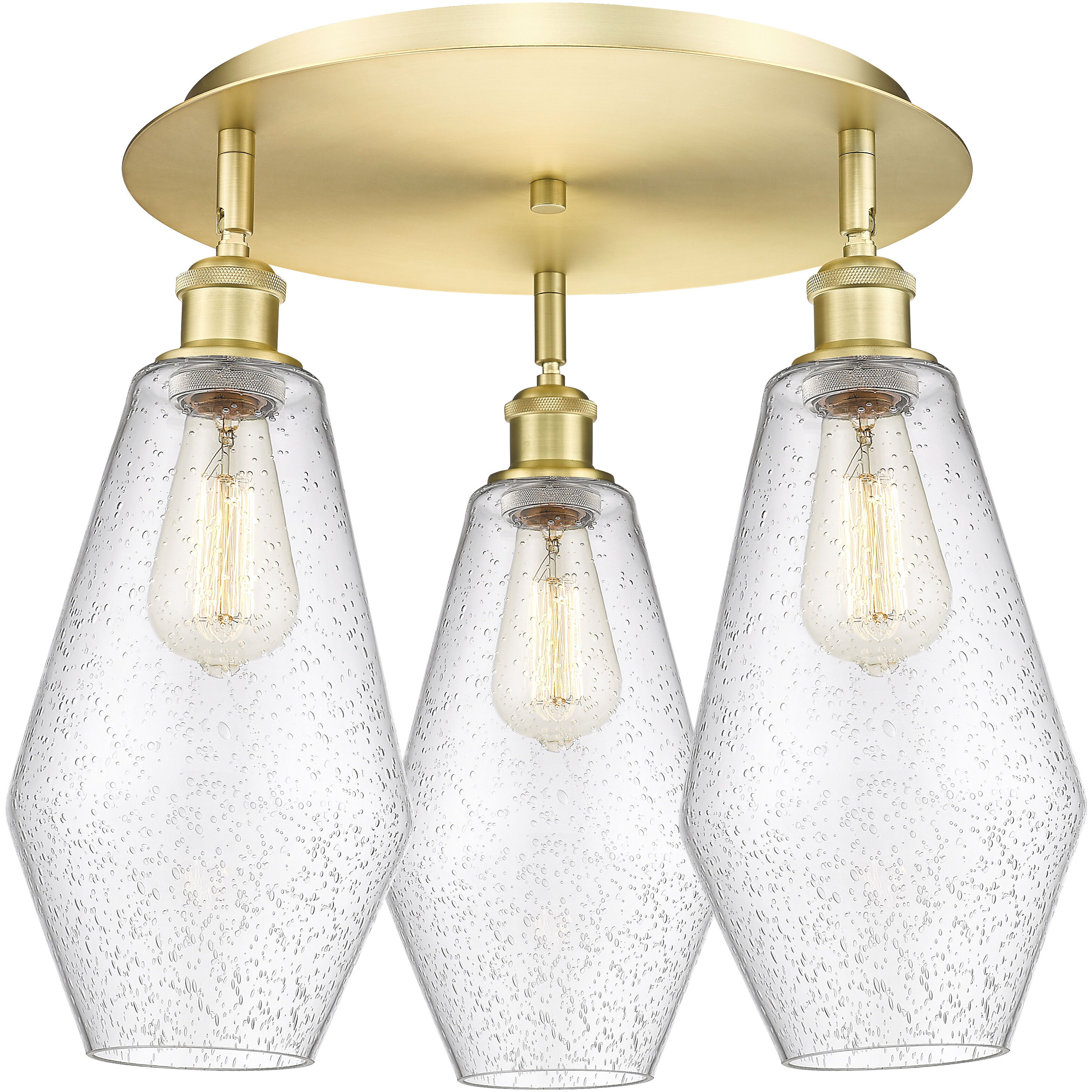 Cindyrella 3 Light 18.75 inch Satin Gold Flush Mount Ceiling Light in Seedy