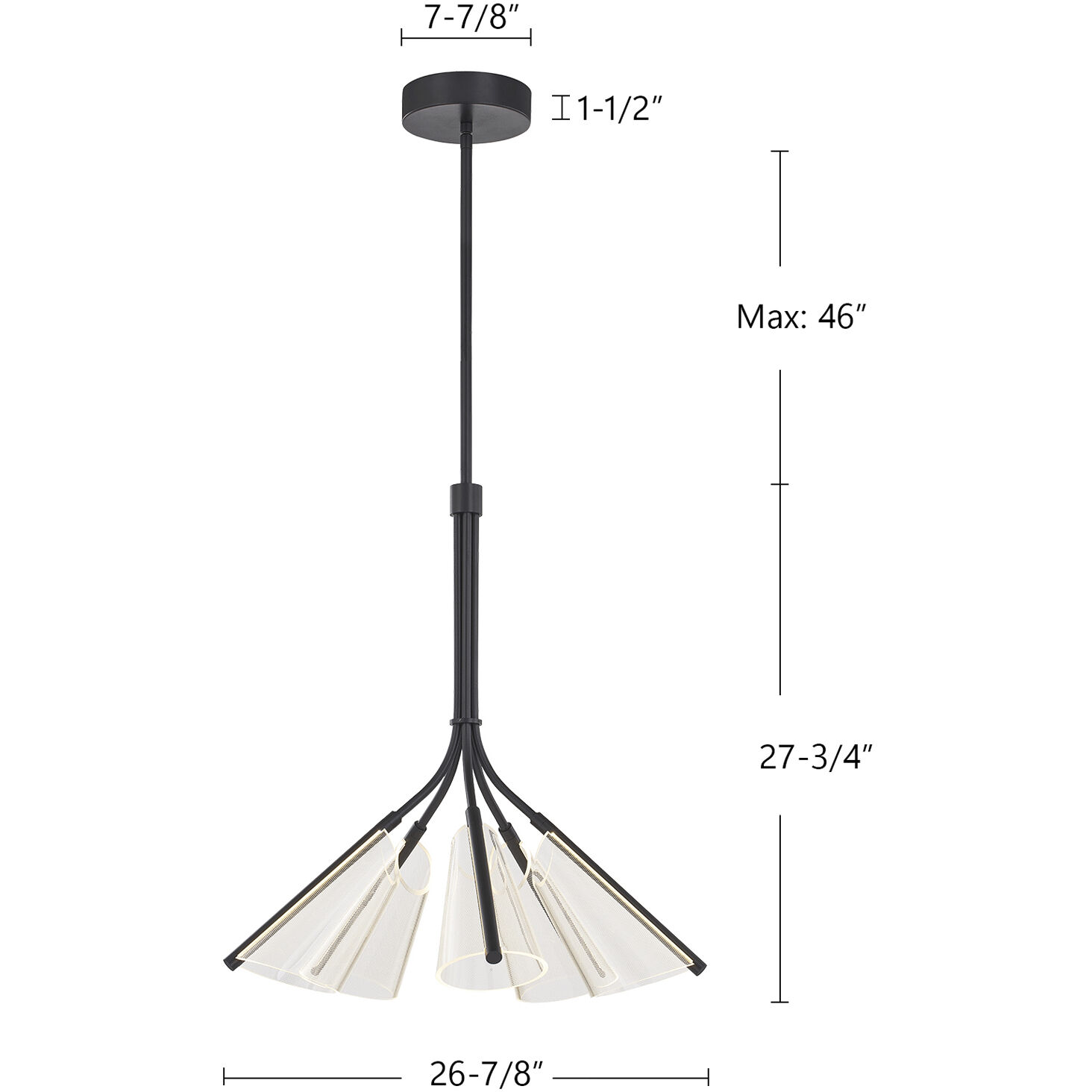 Mulberry LED 26.88 inch Brushed Gold/Light Guide Chandelier Ceiling Light