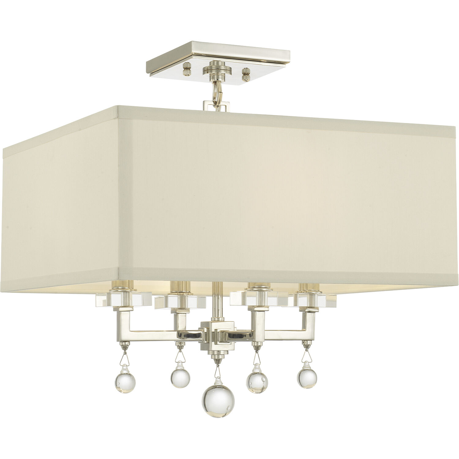 Paxton 4 Light 16 inch Polished Nickel Semi Flush Ceiling Light, Convertible