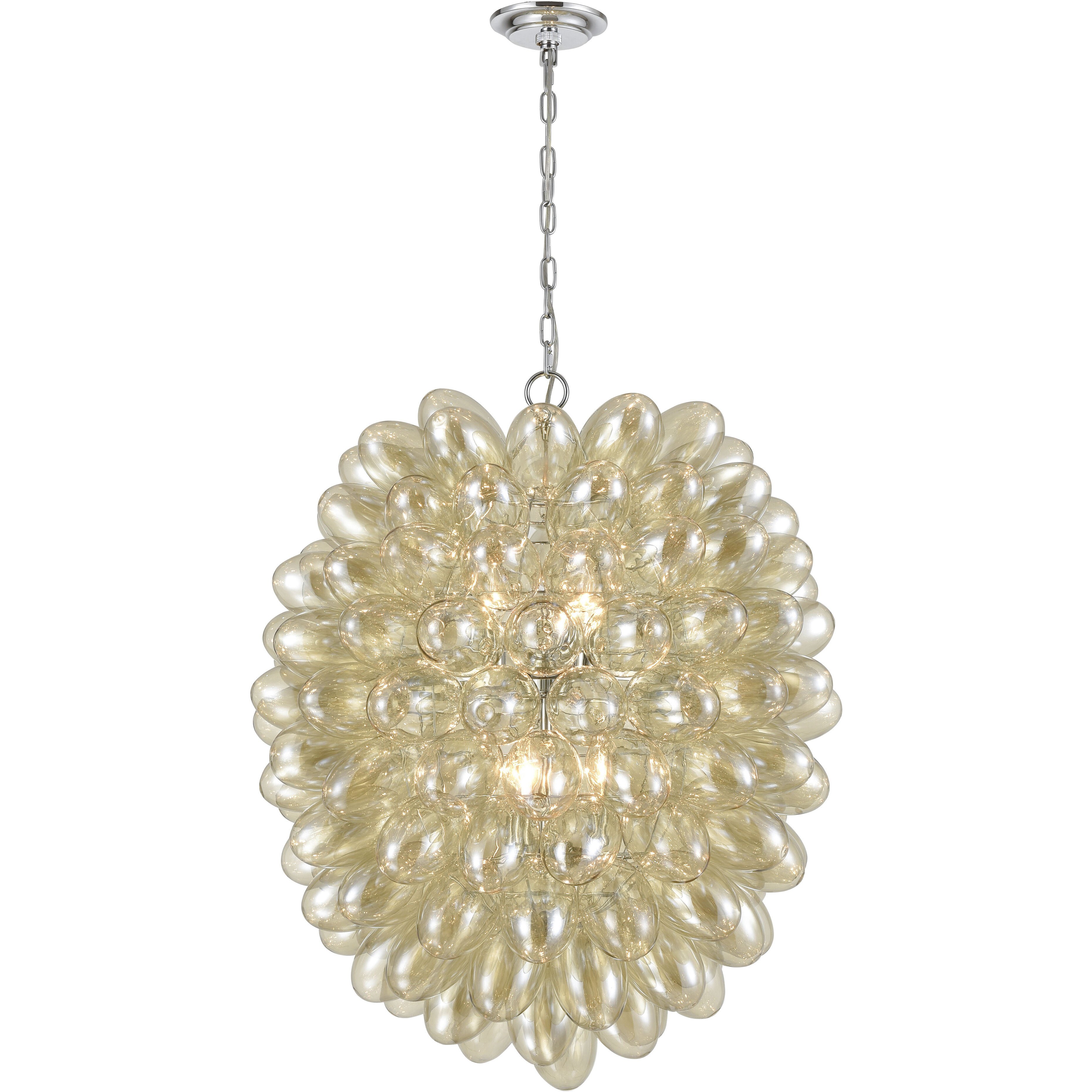 Bubble Up 6 Light 26 inch Chrome with Clear Chandelier Ceiling Light
