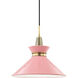 Kiki 1 Light 14 inch Aged Brass Pendant Ceiling Light in Pink Metal