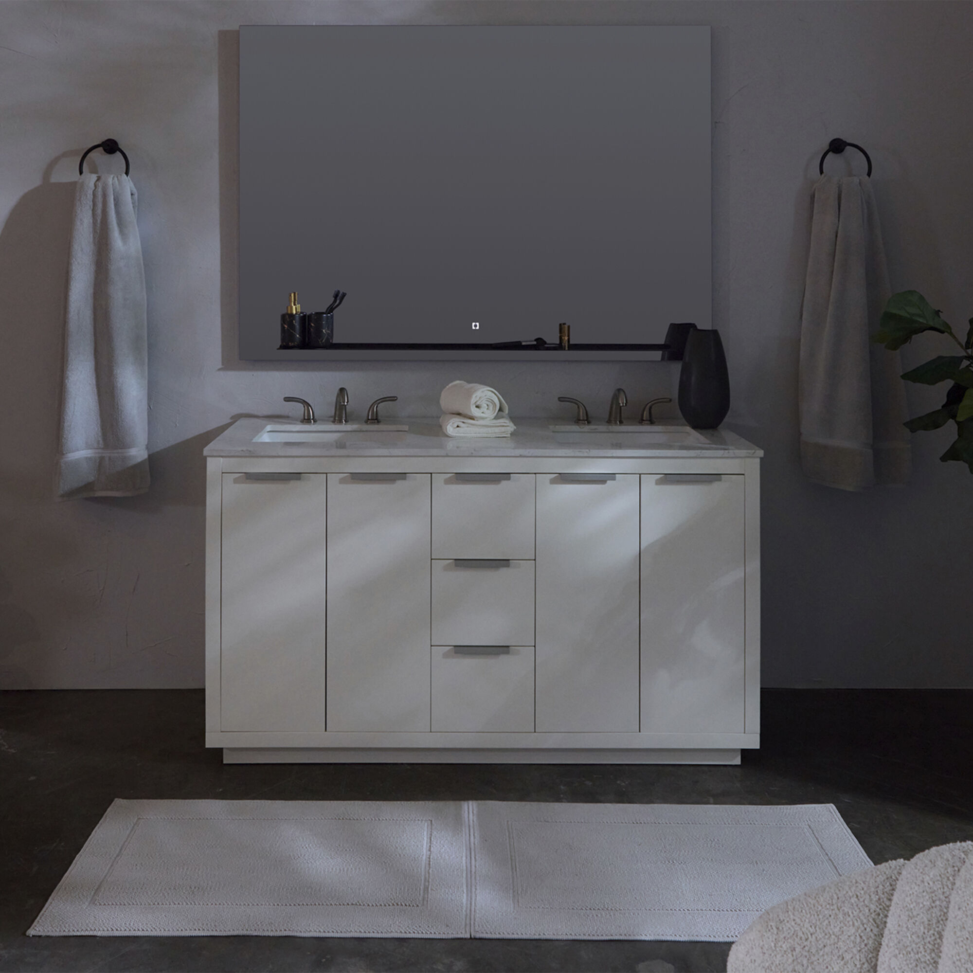 Skylight 36 X 36 inch Black LED Lighted Mirror, Vanita by Oxygen