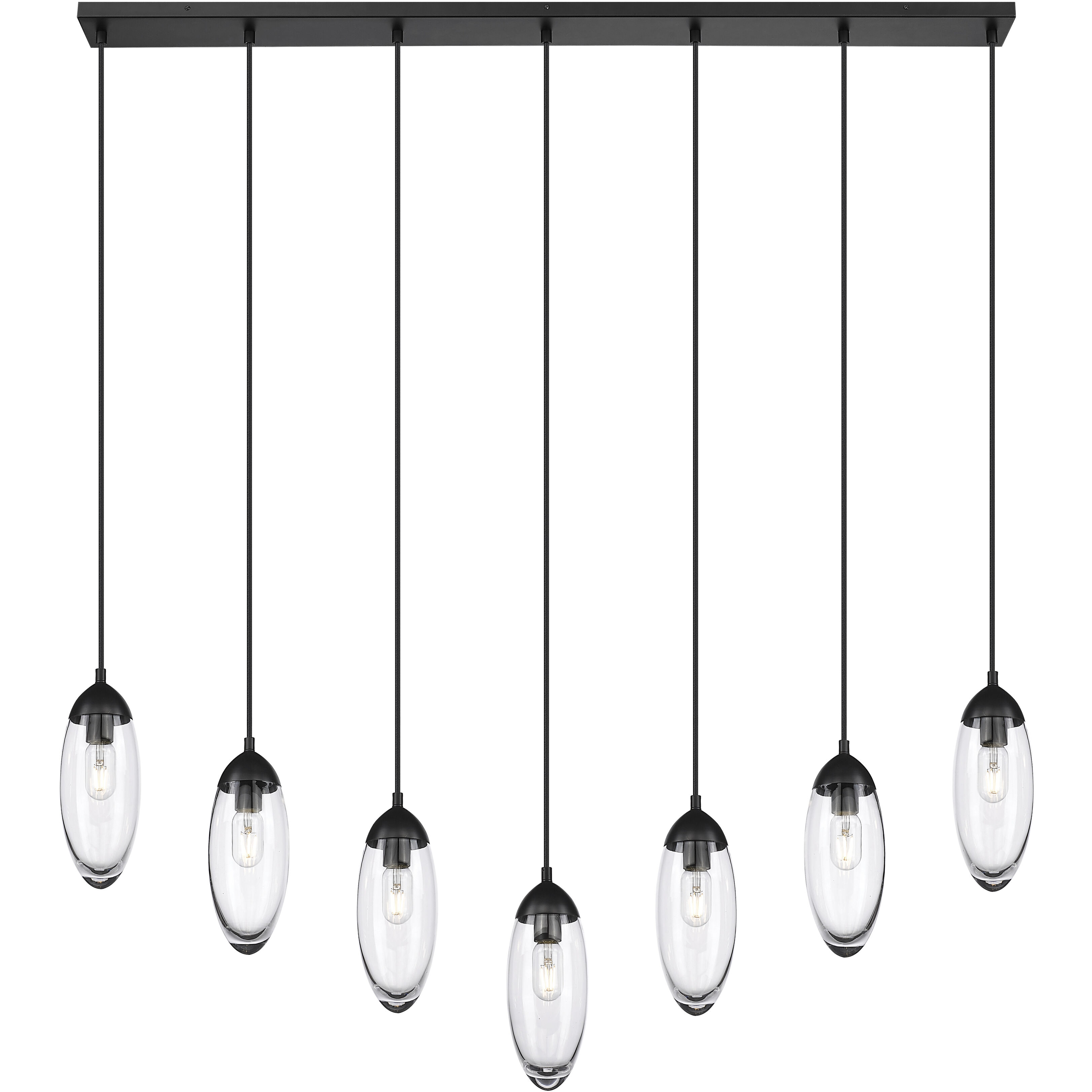 Arden 7 Light 54 inch Matte Black Linear Chandelier Ceiling Light