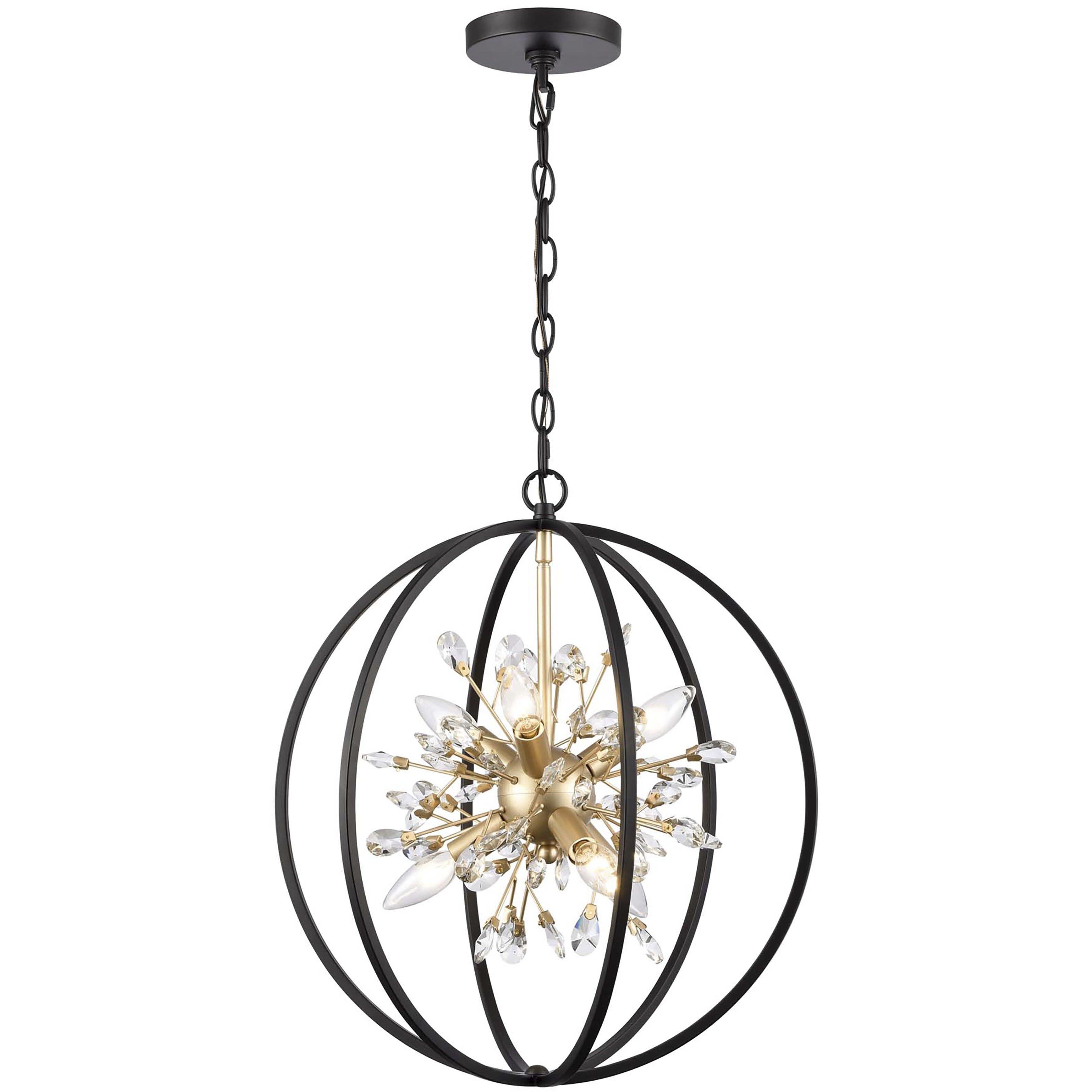 Clairvoyant 6 Light 17.75 inch Matte Black with Gold Chandelier Ceiling Light