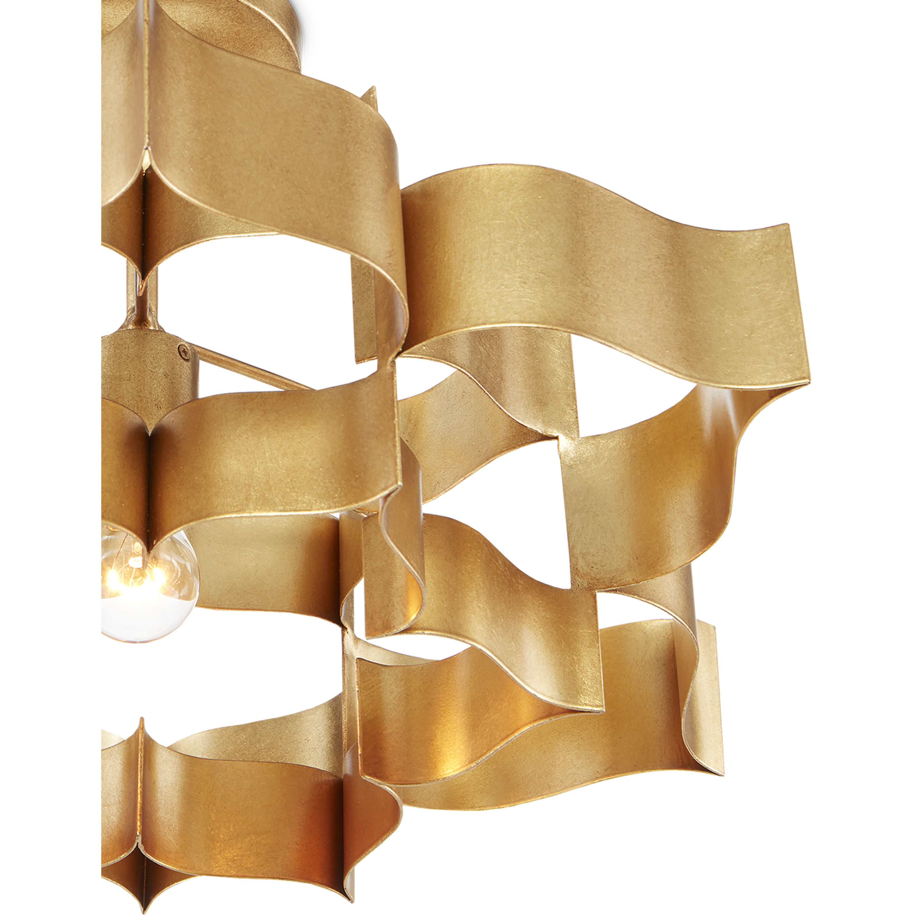 Grand Lotus 1 Light 20.25 inch Antique Gold Leaf Chandelier Ceiling Light, Small, Semi-Flush Convertible