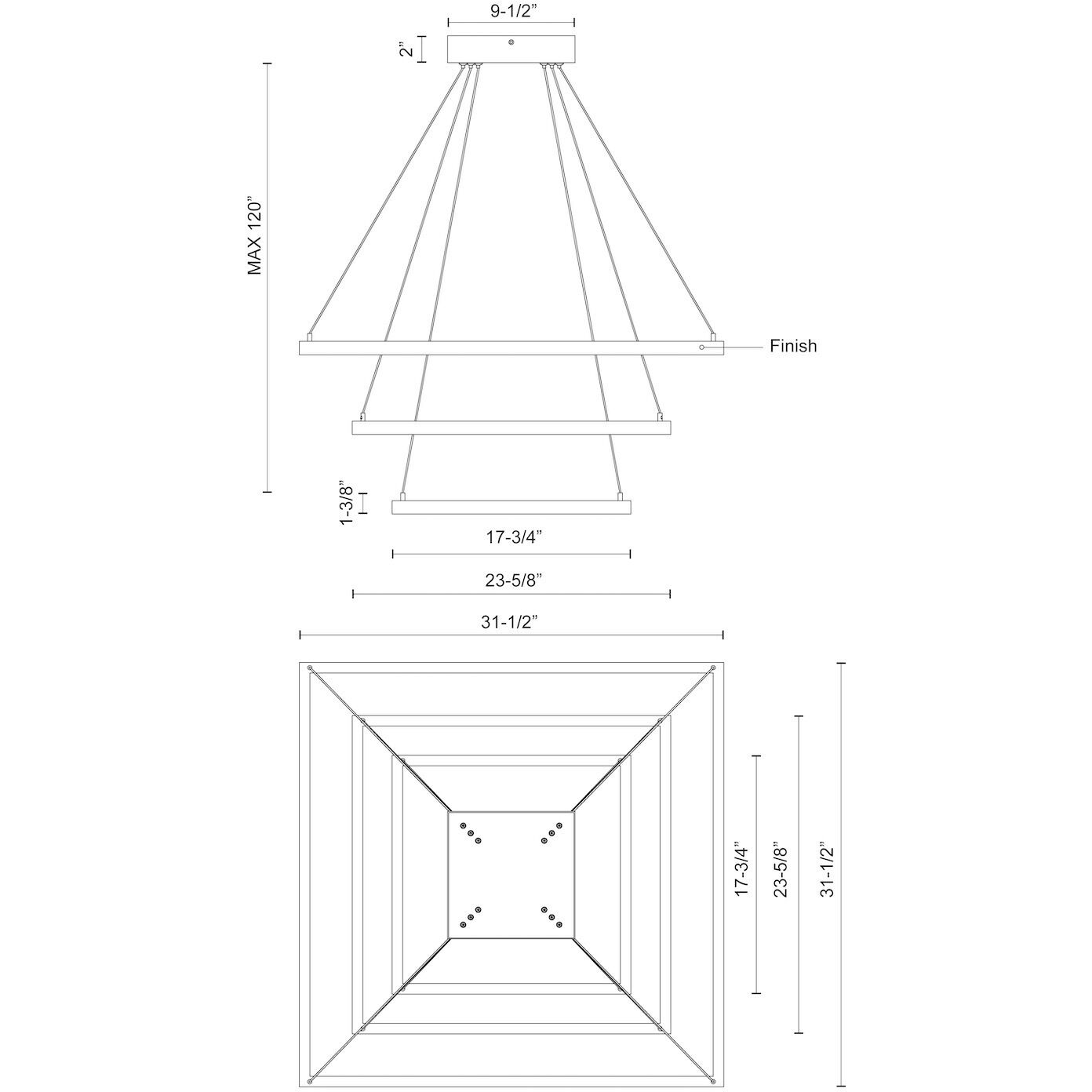 Piazza LED 31.5 inch White Chandelier Ceiling Light