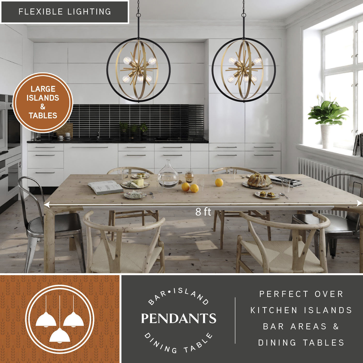 Estelle 6 Light 26.75 inch Natural Brass and Matte Black Pendant Ceiling Light