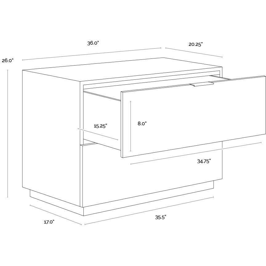Hoyos 36 X 26 inch Light Wash / Warm Brass Night Stand