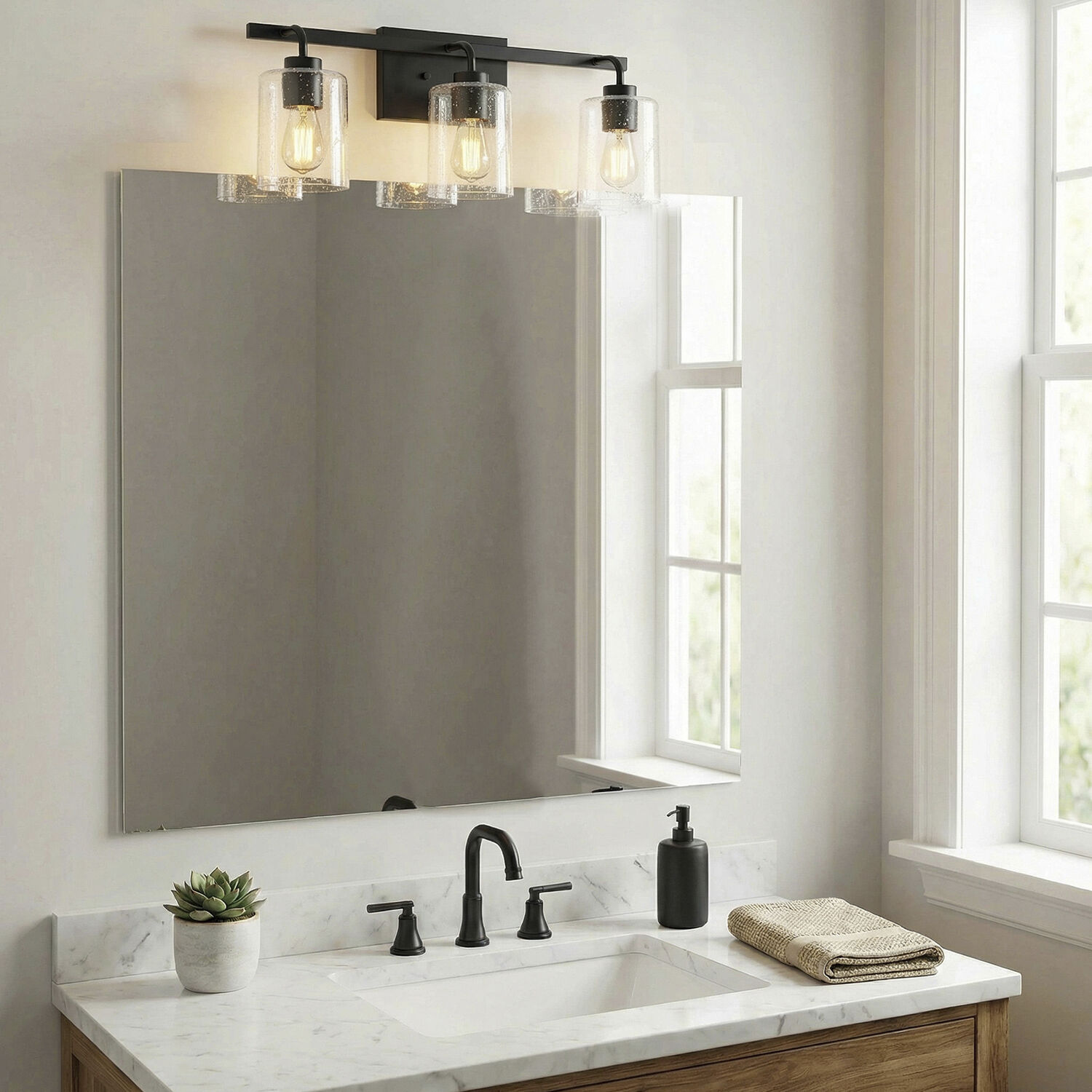 Greyson 3 Light 24.5 inch Matte Black Vanity Light Wall Light