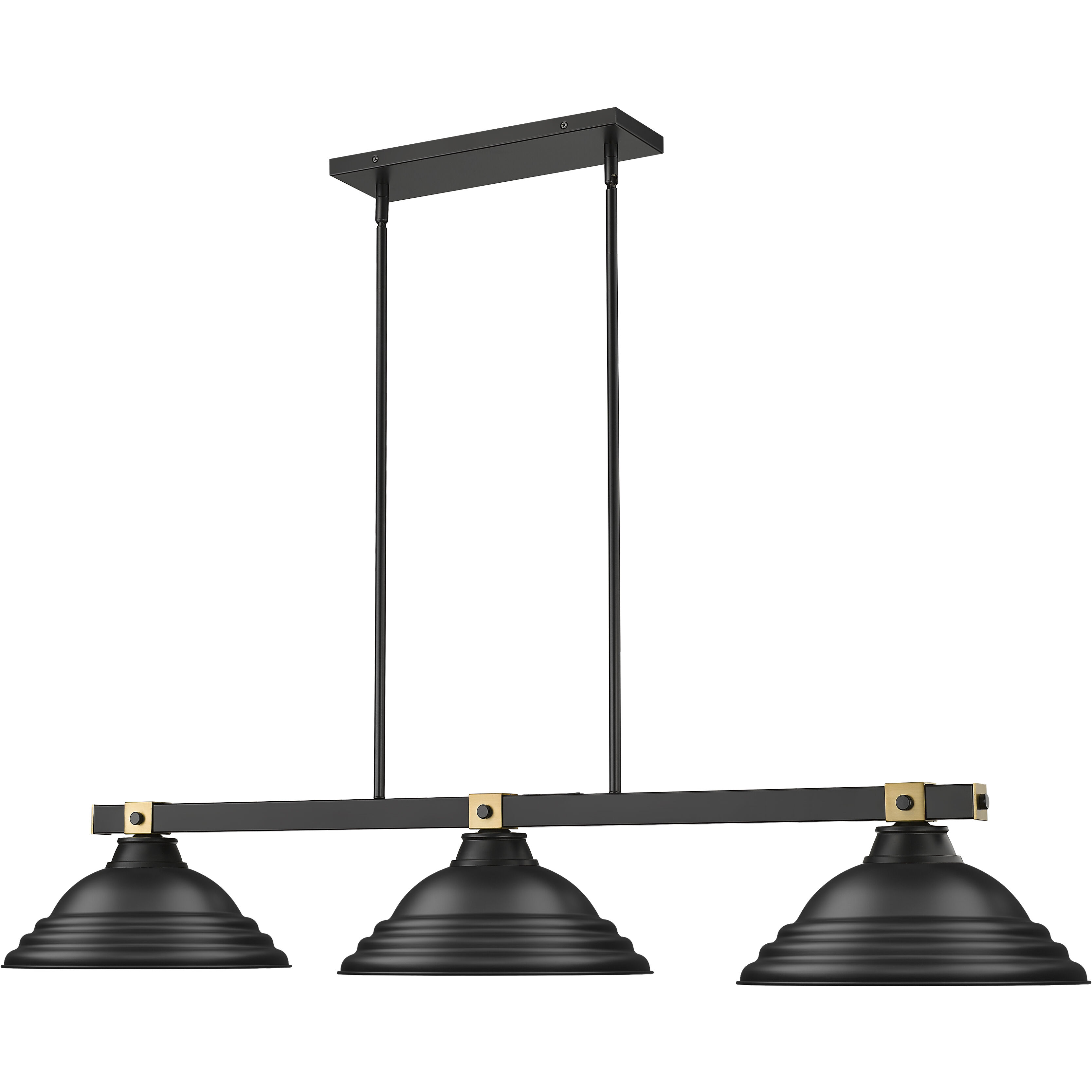 Bronte 3 Light 54.75 inch Matte Black and Rubbed Brass Billiard Light Ceiling Light
