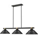 Bronte 3 Light 54.75 inch Matte Black and Rubbed Brass Billiard Light Ceiling Light