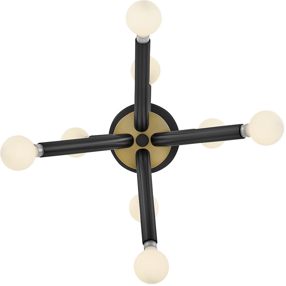 Axton 8 Light 12.5 inch Black with Lacquered Brass Convertible Pendant Ceiling Light