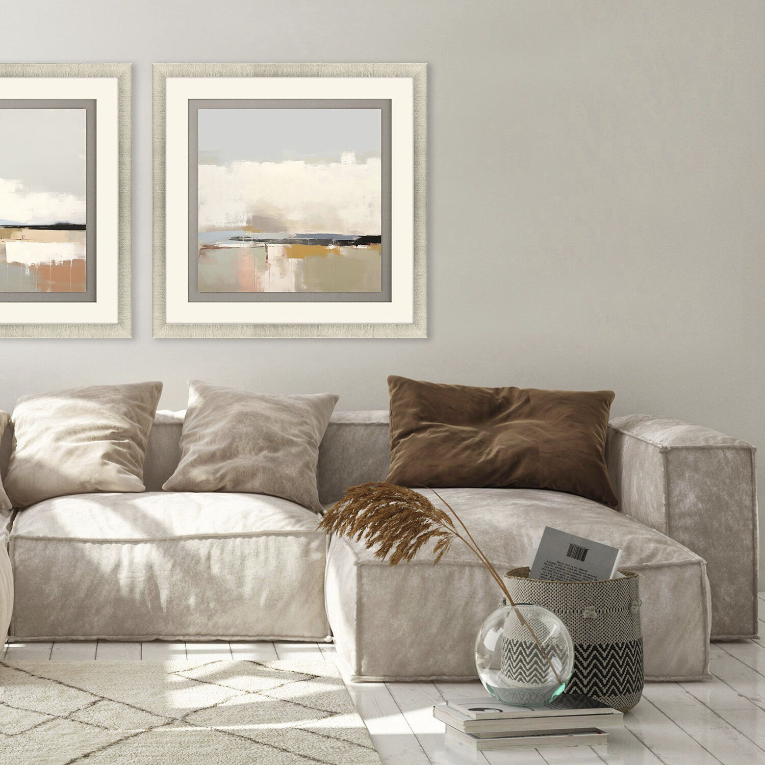 Soothing Serenity White and Beige and Black and Brown Framed Art