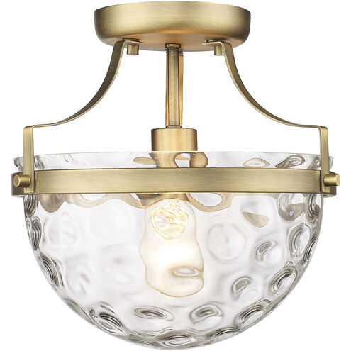 Quinn 1 Light 11 inch Antique Brass Semi-Flush Ceiling Light