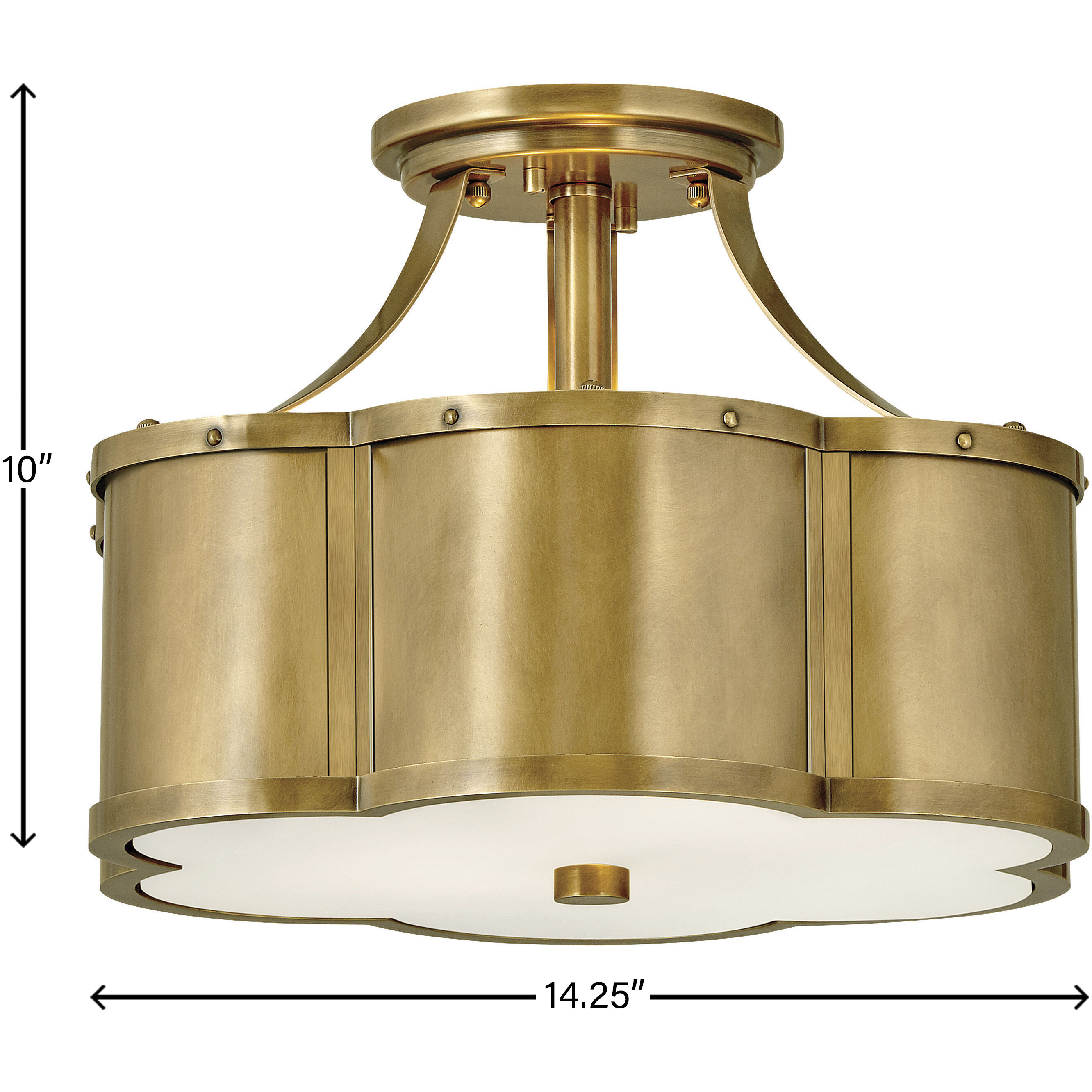 Chance 2 Light 14.25 inch Heritage Brass Indoor Semi-Flush Mount Ceiling Light