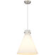 Newton Cone 1 Light 14 inch Satin Nickel Pendant Ceiling Light in Matte White Glass