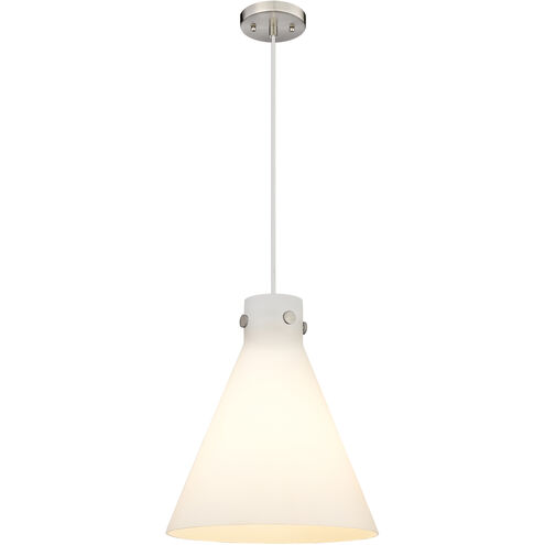 Newton Cone 1 Light 14 inch Satin Nickel Pendant Ceiling Light in Matte White Glass