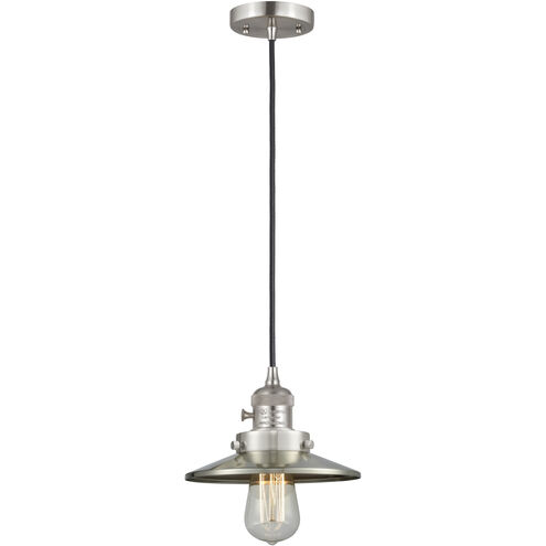 Franklin Restoration Railroad LED 8 inch Brushed Satin Nickel Mini Pendant Ceiling Light