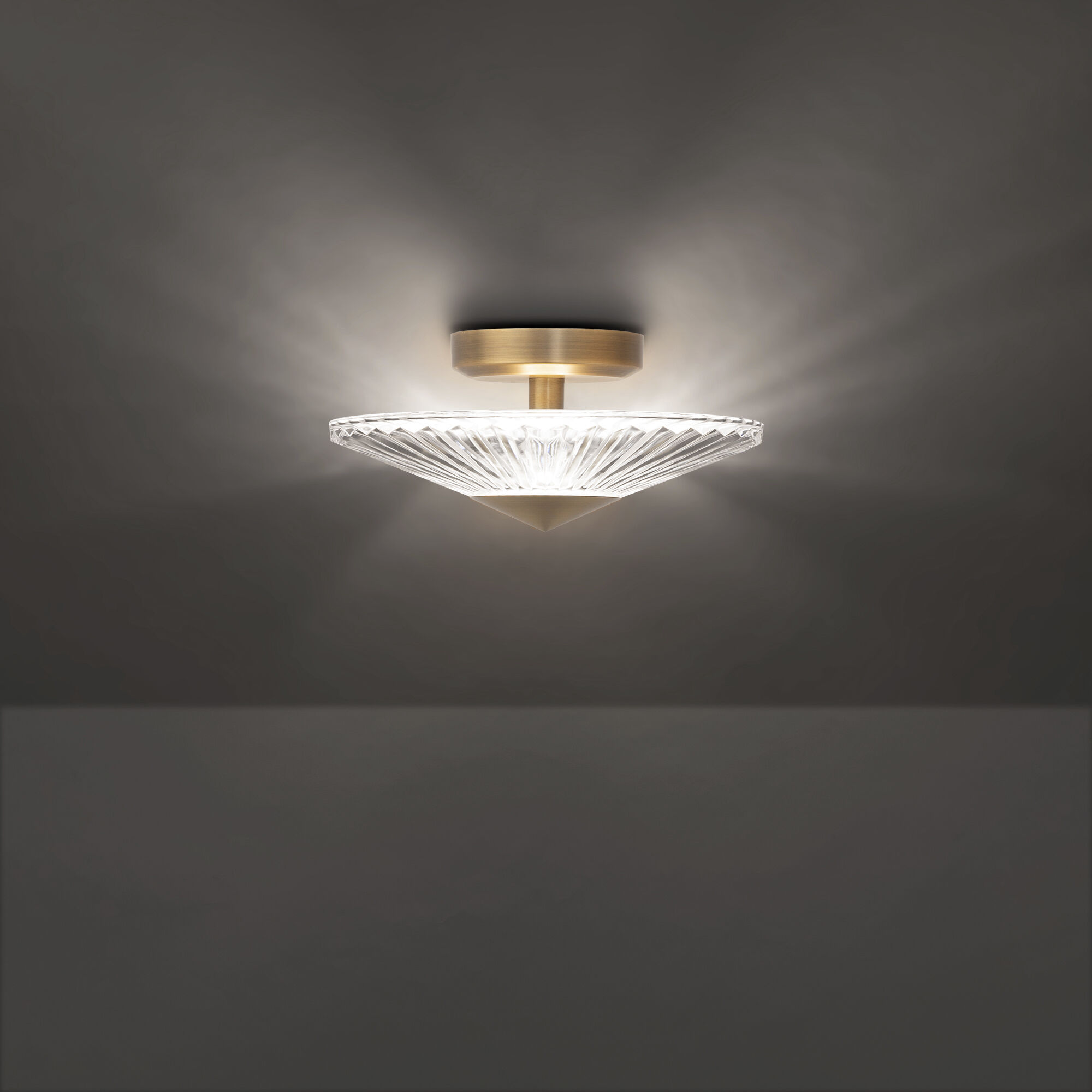 Origami LED 12 inch Aged Brass Semi-Flush Mount Ceiling Light, Schonbek Signature