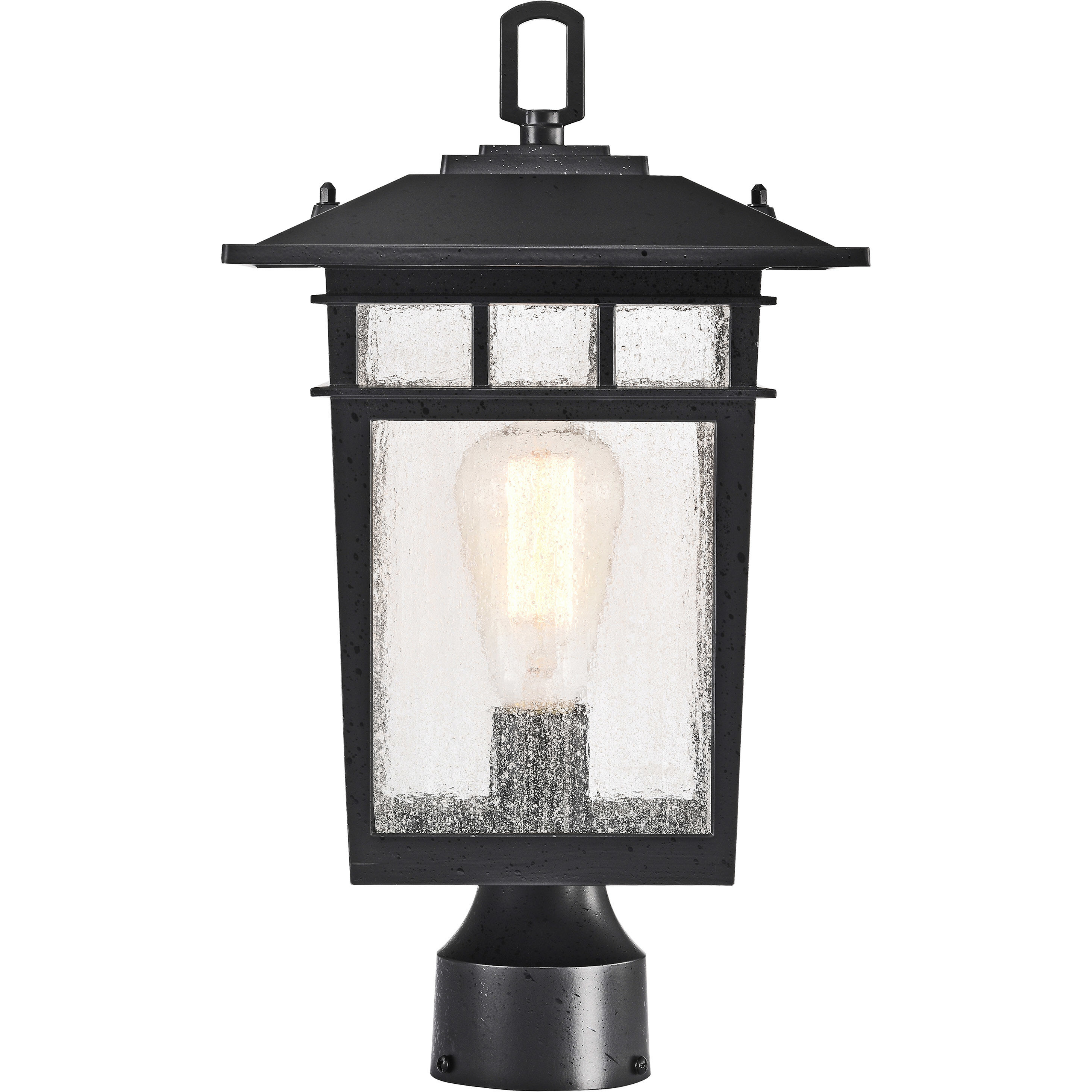 Cove Neck 16 inch Textured Black Post Lantern, Large