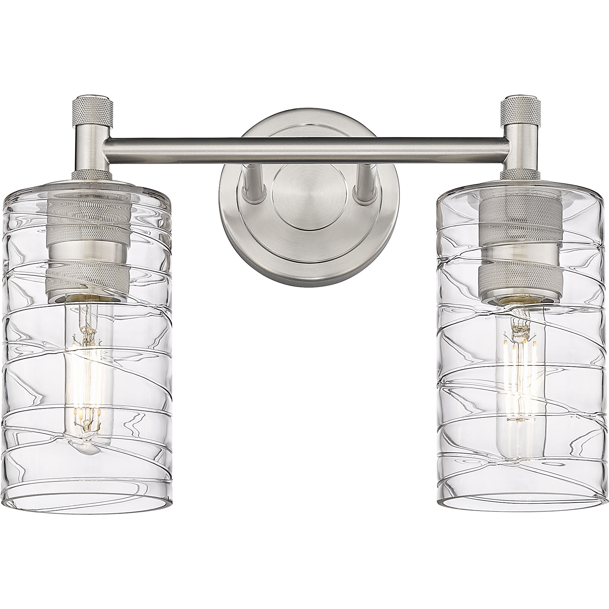 Downtown Urban Crown Point 2 Light 13.88 inch Satin Nickel Bath Vanity Light Wall Light in Deco Swirl