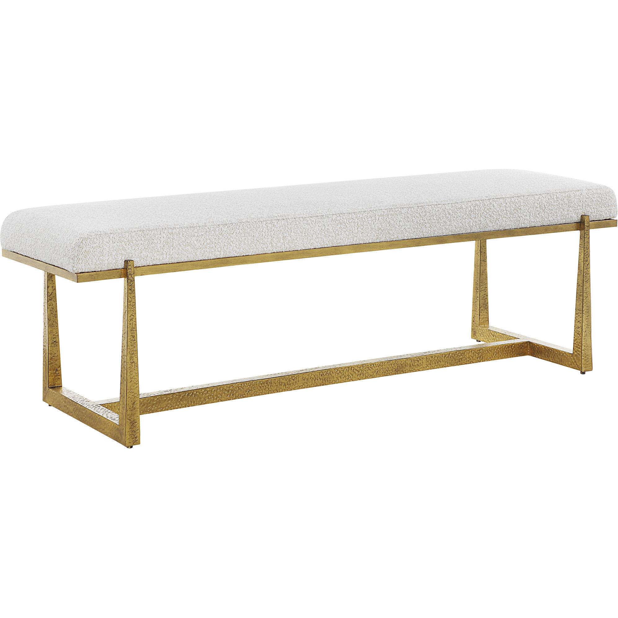 Midas Textured Antique Gold and Driftwood Toned Polyester Bench