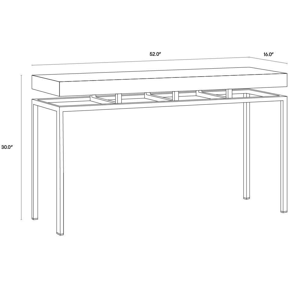 Toreno 52 X 16 inch Black / Antique Brass Console Table