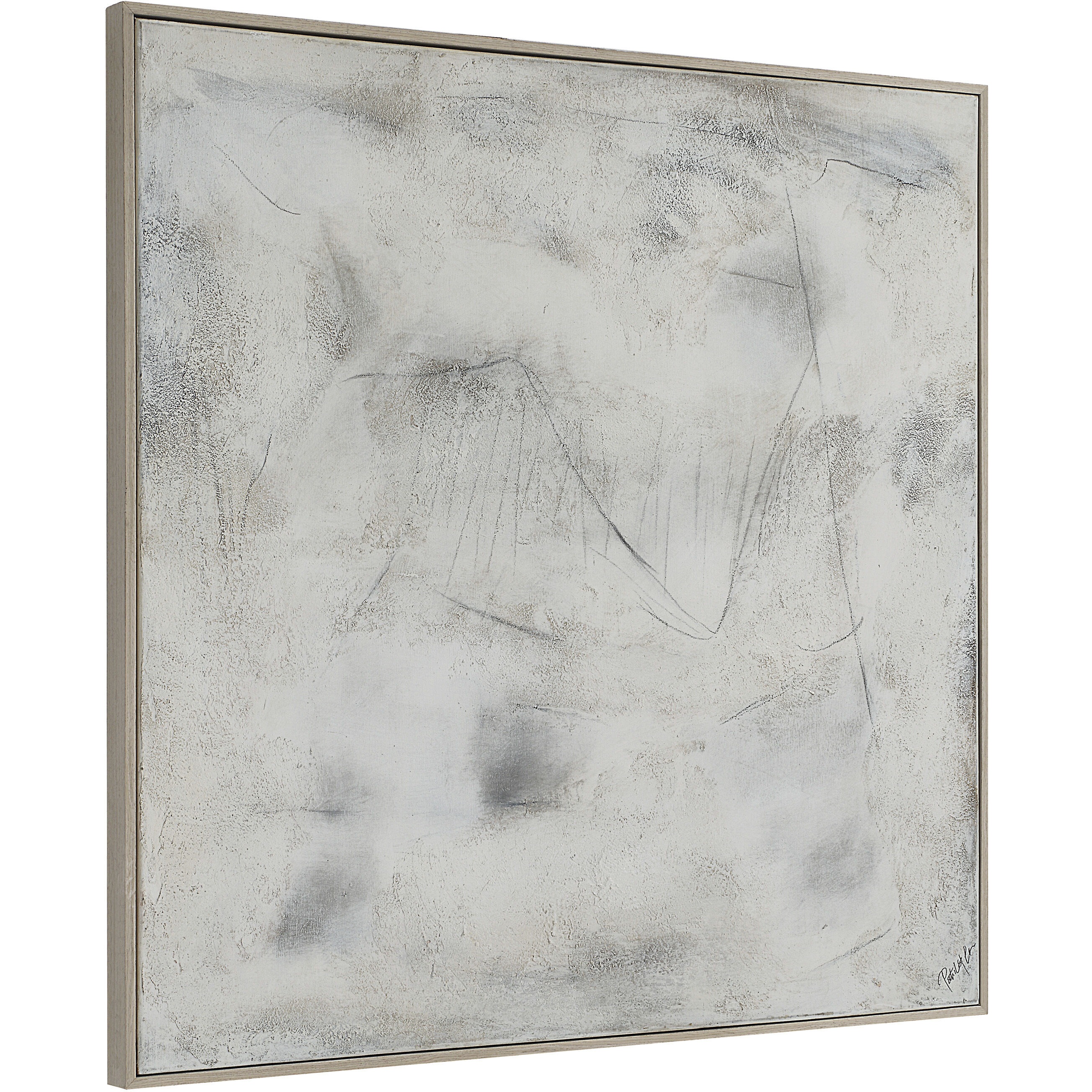 Abadie White and Grey and Blue Canvas Art