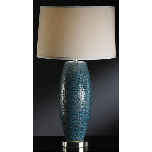 Melrose Blue 29 inch 150 watt Turquoise Blue Pearlized Finish and Nickel Table Lamp Portable Light