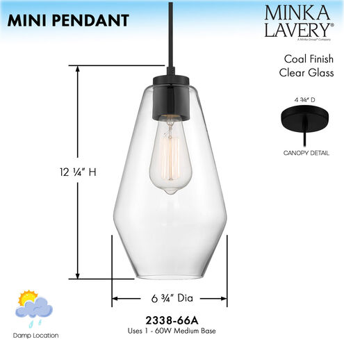 MP 1 Light 7 inch Coal Mini Pendant Ceiling Light