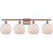 Ballston Farmhouse Rope 4 Light 36 inch Antique Copper Bath Vanity Light Wall Light in White Glass with White Rope, Ballston