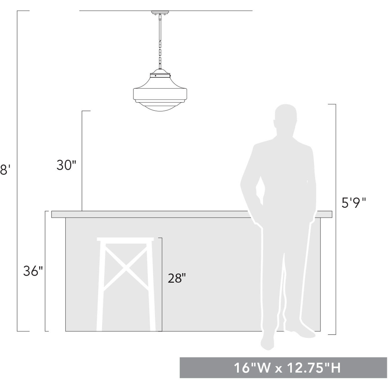 Ingalls 1 Light 16 inch Matte Black Pendant Ceiling Light in Clear Glass, Large