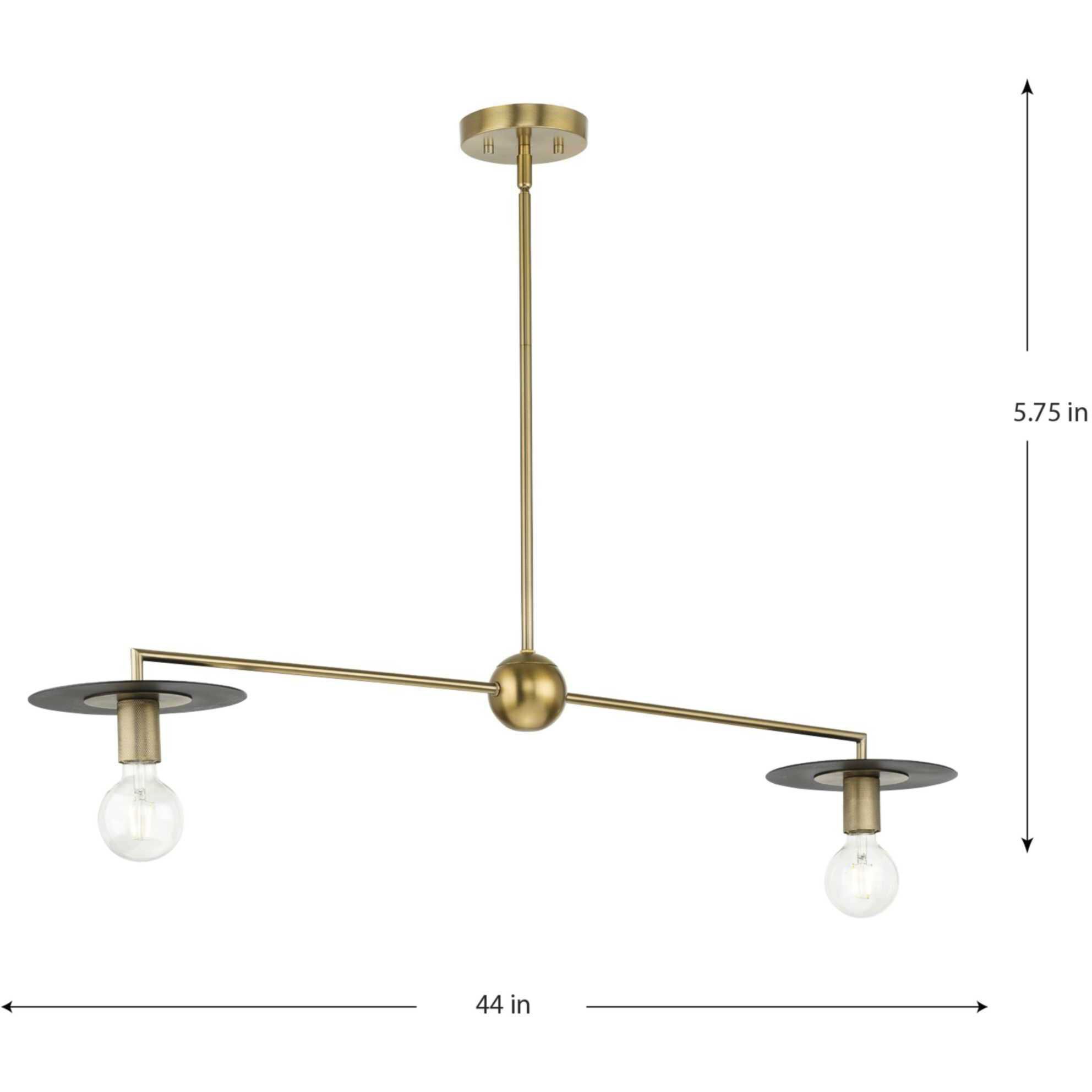 Trimble 2 Light 44 inch Brushed Bronze Linear Chandelier Ceiling Light, Design Series