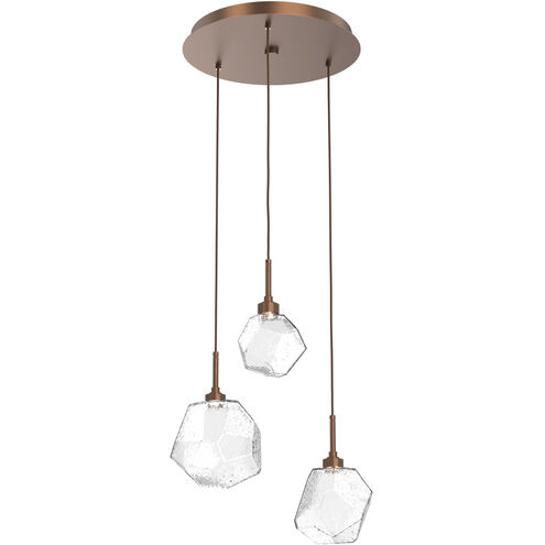 Gem LED 20.1 inch Burnished Bronze Chandelier Ceiling Light in 3000K LED, Clear, Round Multi-Port