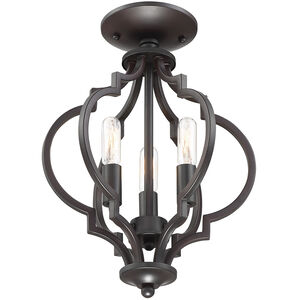 Transitional 3 Light 11 inch Oil Rubbed Bronze Covertible SemiFlush Ceiling Light